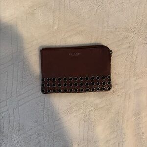 Coach Brown Leather Wallet with Eyelet Detail